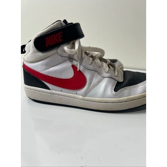 Nike Court Borough Mid 2 Sneakers Black Red White Size 6 Youth - Picture 3 of 8